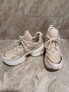 Michael Kors Olympia espadrille in metallic jacquard with logo